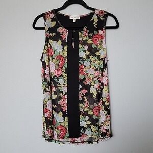Faith and Joy Office Romantic Spring floral mesh sleeveless top large